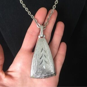 Vintage Silver Tone Large Pendant Necklace